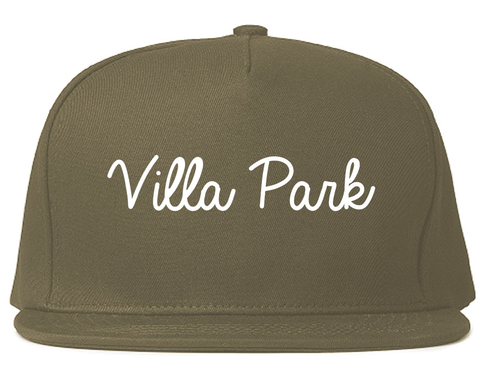 Villa Park California CA Script Mens Snapback Hat Grey
