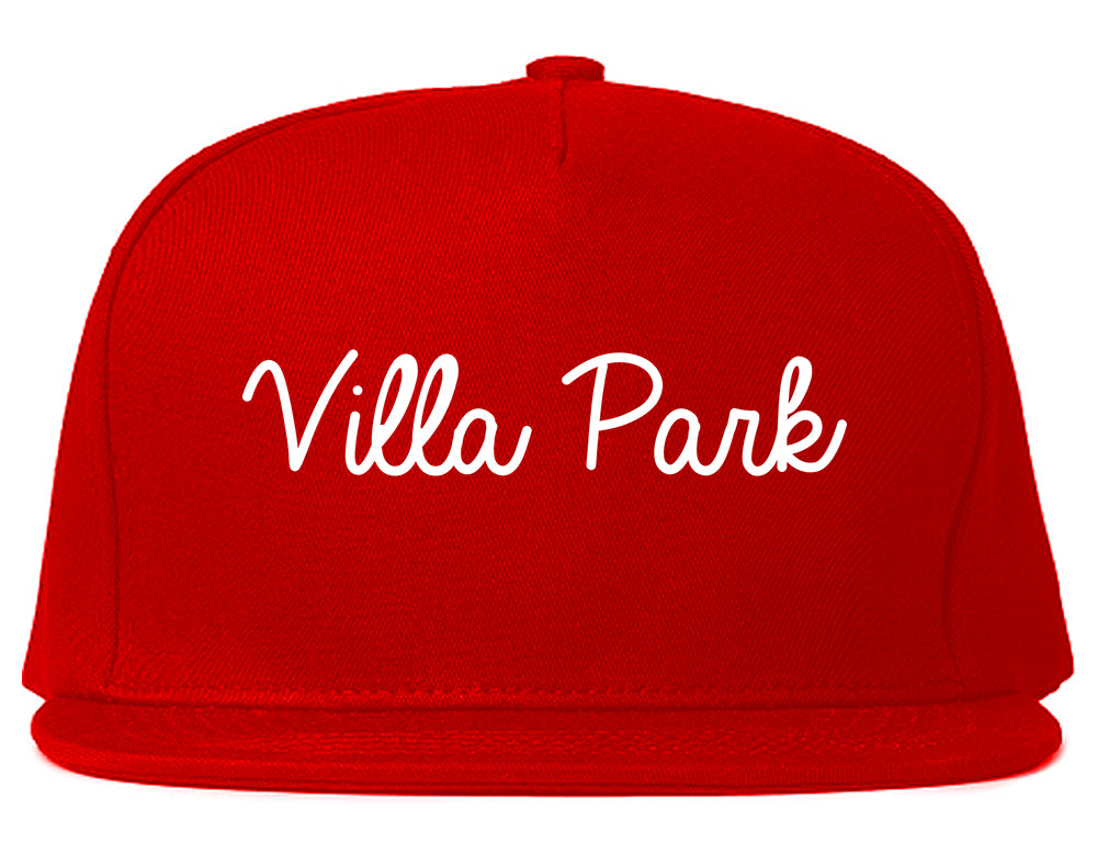 Villa Park California CA Script Mens Snapback Hat Red