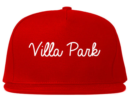 Villa Park California CA Script Mens Snapback Hat Red