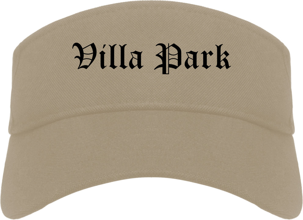 Villa Park California CA Old English Mens Visor Cap Hat Khaki