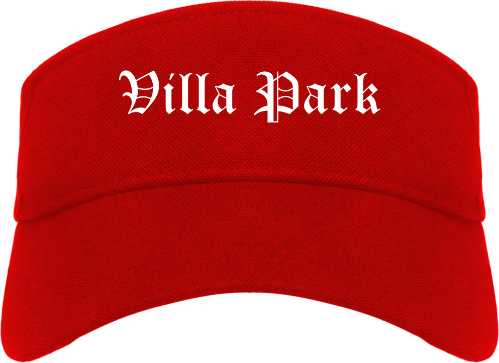 Villa Park Illinois IL Old English Mens Visor Cap Hat Red