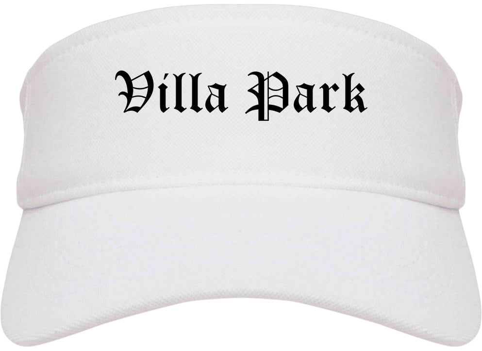 Villa Park Illinois IL Old English Mens Visor Cap Hat White