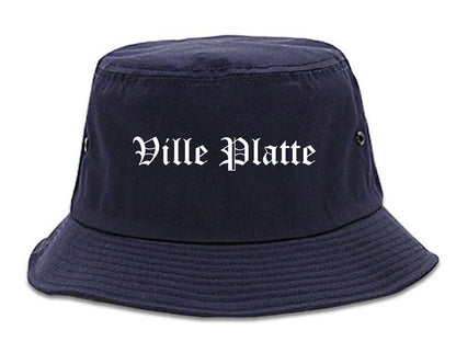 Ville Platte Louisiana LA Old English Mens Bucket Hat Navy Blue