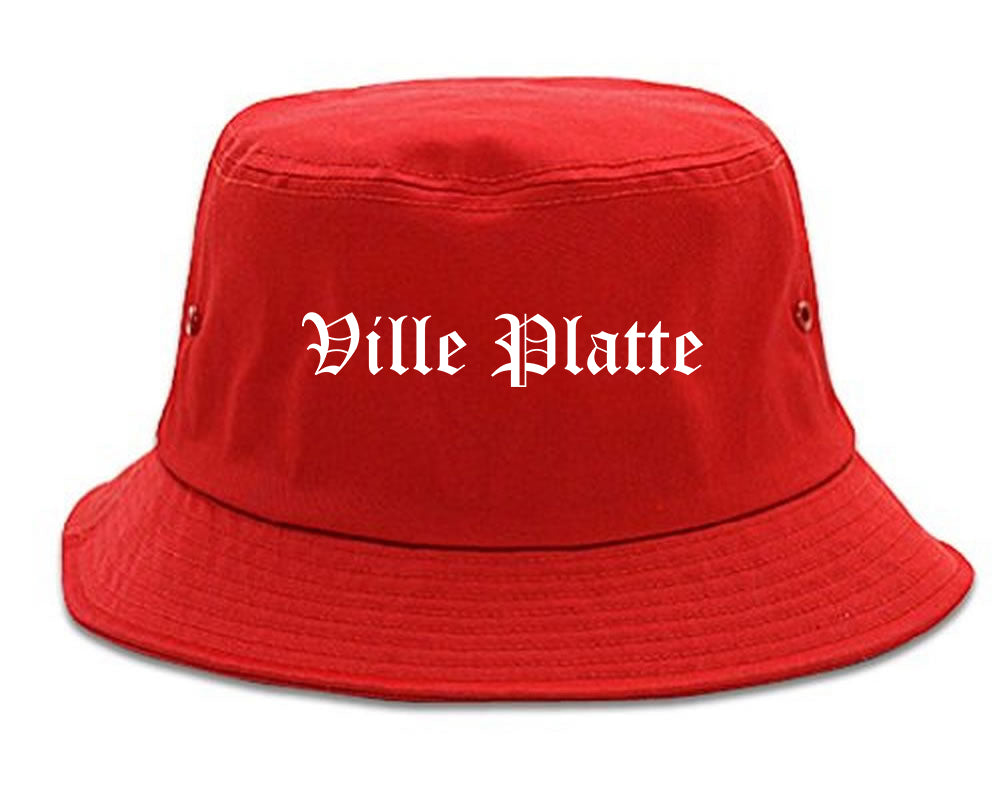 Ville Platte Louisiana LA Old English Mens Bucket Hat Red