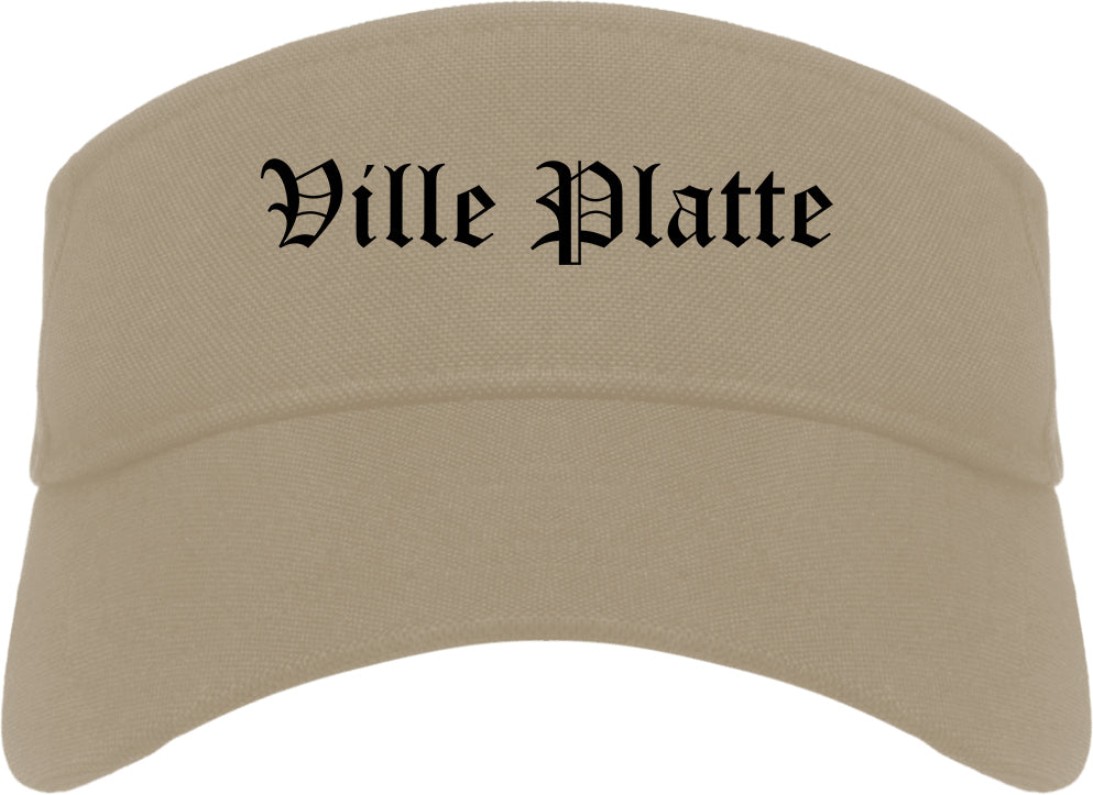 Ville Platte Louisiana LA Old English Mens Visor Cap Hat Khaki