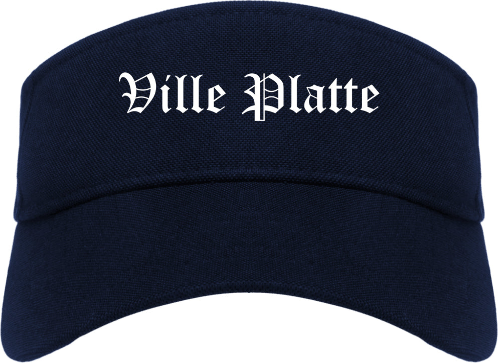Ville Platte Louisiana LA Old English Mens Visor Cap Hat Navy Blue
