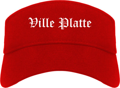 Ville Platte Louisiana LA Old English Mens Visor Cap Hat Red