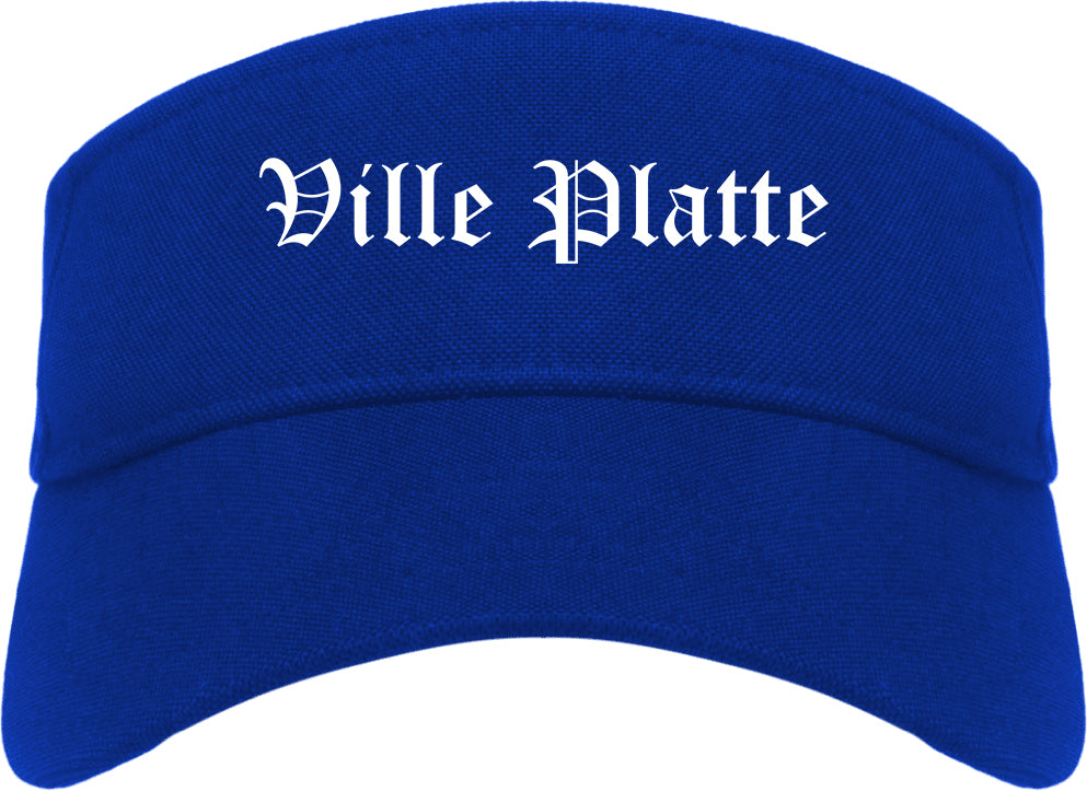 Ville Platte Louisiana LA Old English Mens Visor Cap Hat Royal Blue