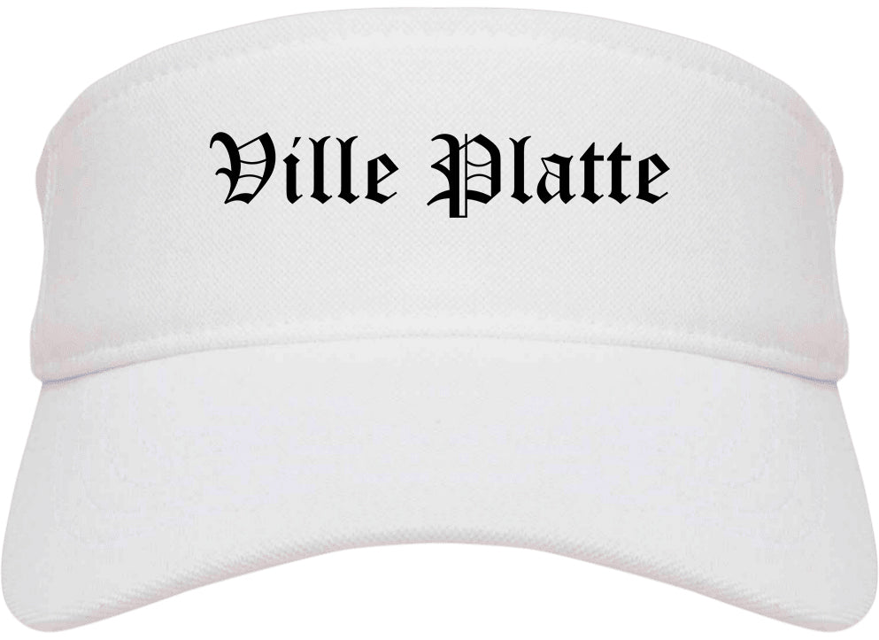 Ville Platte Louisiana LA Old English Mens Visor Cap Hat White