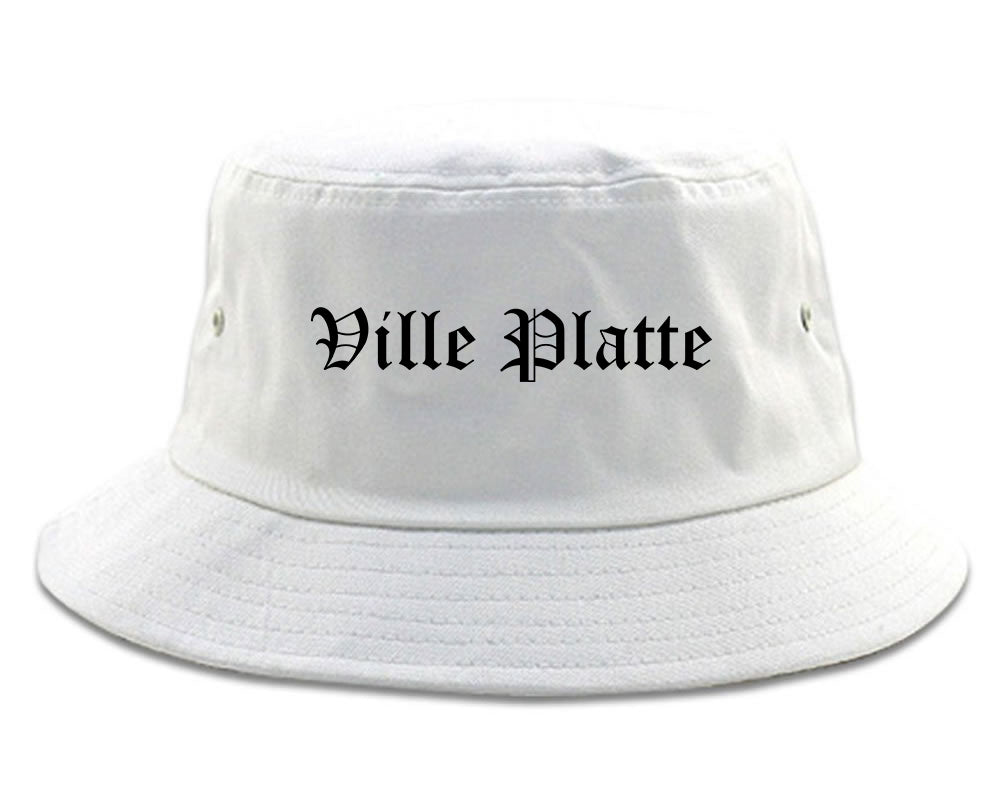 Ville Platte Louisiana LA Old English Mens Bucket Hat White