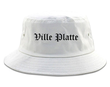 Ville Platte Louisiana LA Old English Mens Bucket Hat White