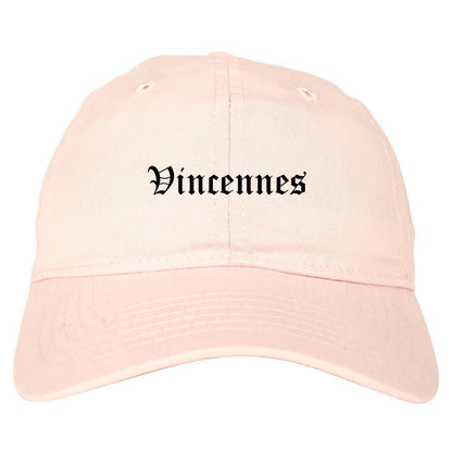 Vincennes Indiana IN Old English Mens Dad Hat Baseball Cap Pink