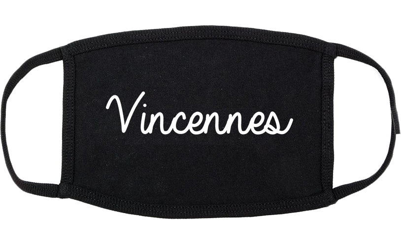 Vincennes Indiana IN Script Cotton Face Mask Black