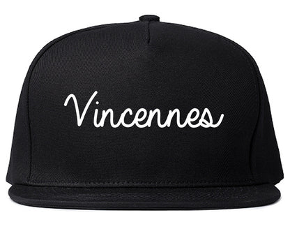 Vincennes Indiana IN Script Mens Snapback Hat Black