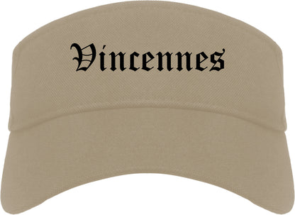 Vincennes Indiana IN Old English Mens Visor Cap Hat Khaki