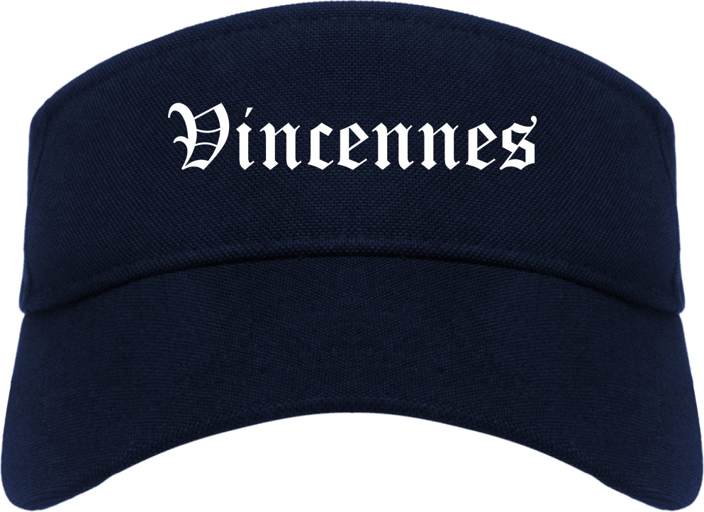 Vincennes Indiana IN Old English Mens Visor Cap Hat Navy Blue