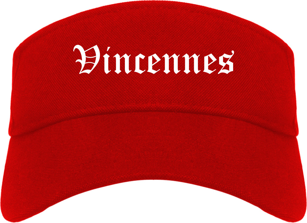 Vincennes Indiana IN Old English Mens Visor Cap Hat Red