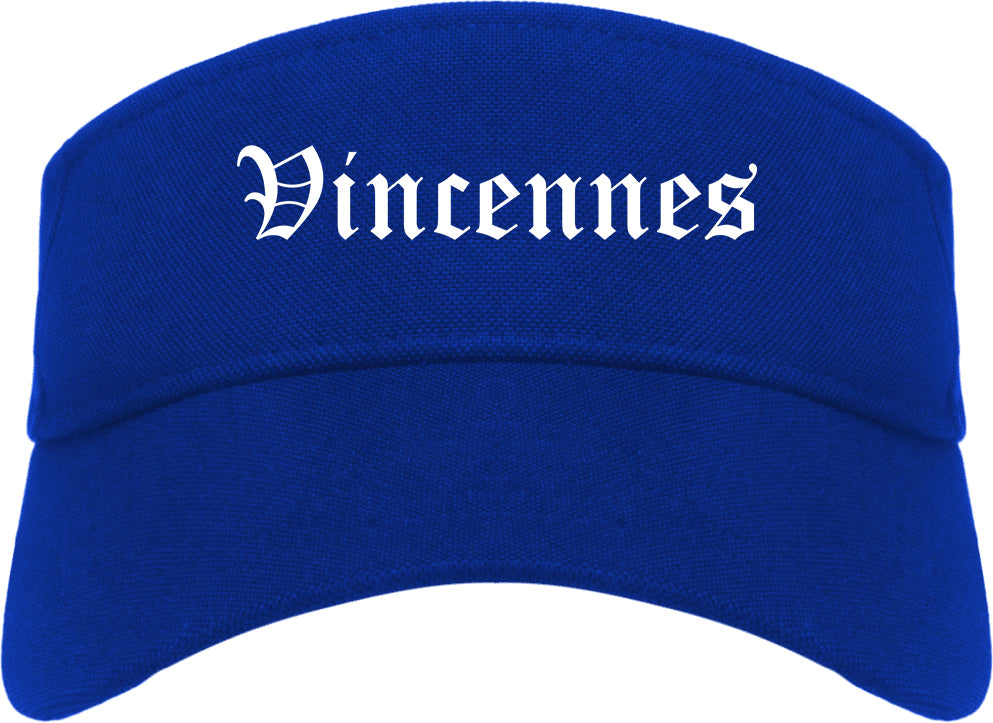 Vincennes Indiana IN Old English Mens Visor Cap Hat Royal Blue