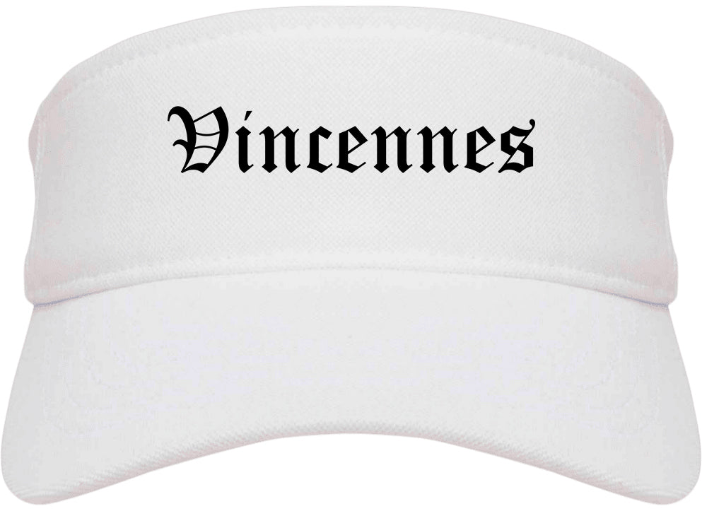 Vincennes Indiana IN Old English Mens Visor Cap Hat White