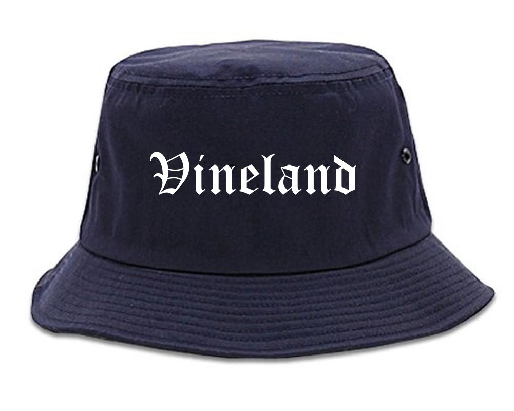 Vineland New Jersey NJ Old English Mens Bucket Hat Navy Blue