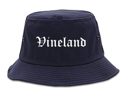Vineland New Jersey NJ Old English Mens Bucket Hat Navy Blue