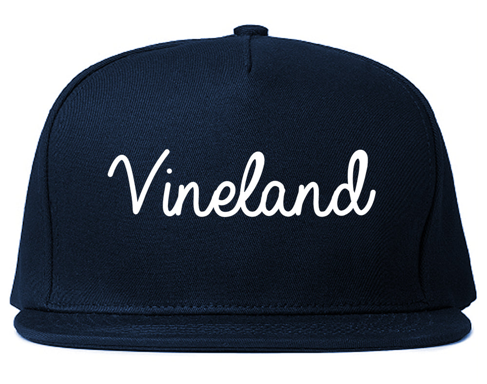 Vineland New Jersey NJ Script Mens Snapback Hat Navy Blue