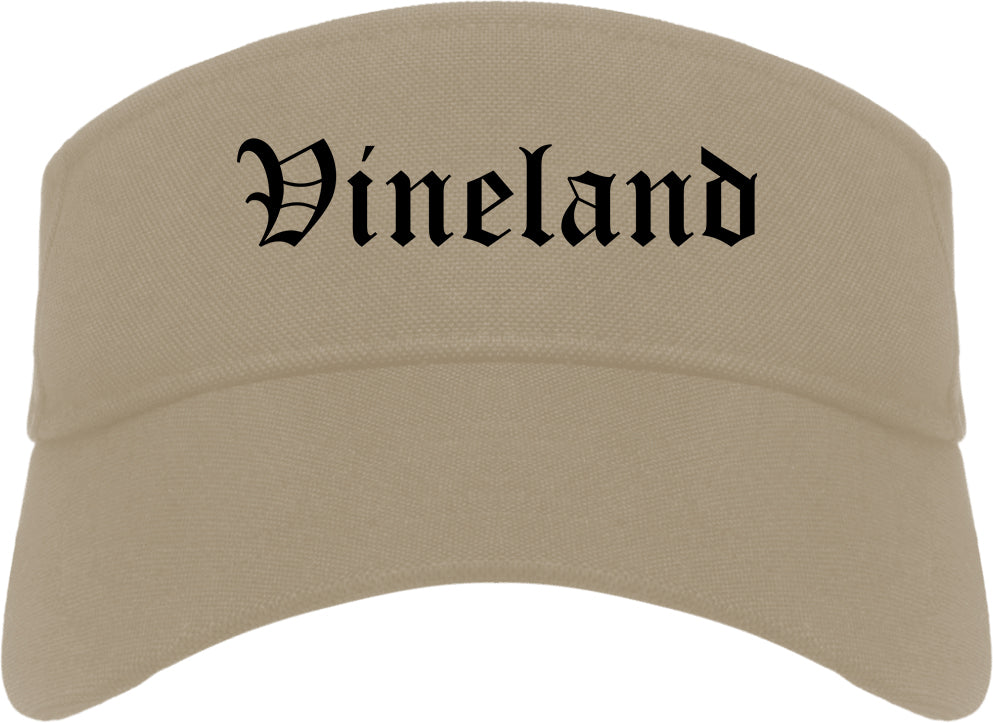 Vineland New Jersey NJ Old English Mens Visor Cap Hat Khaki