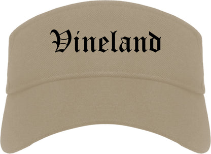 Vineland New Jersey NJ Old English Mens Visor Cap Hat Khaki