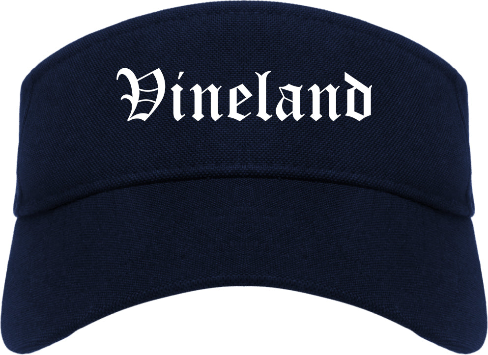 Vineland New Jersey NJ Old English Mens Visor Cap Hat Navy Blue