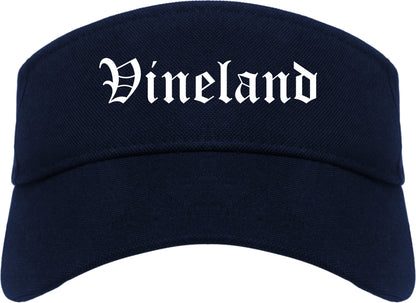 Vineland New Jersey NJ Old English Mens Visor Cap Hat Navy Blue