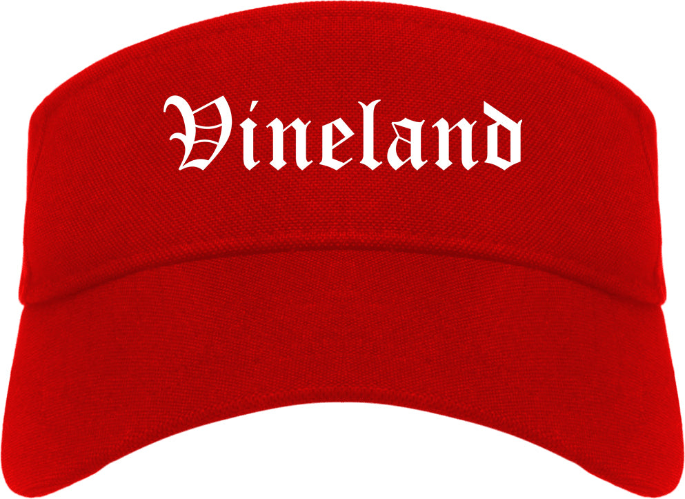 Vineland New Jersey NJ Old English Mens Visor Cap Hat Red