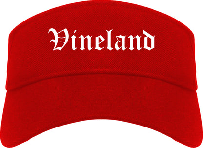 Vineland New Jersey NJ Old English Mens Visor Cap Hat Red