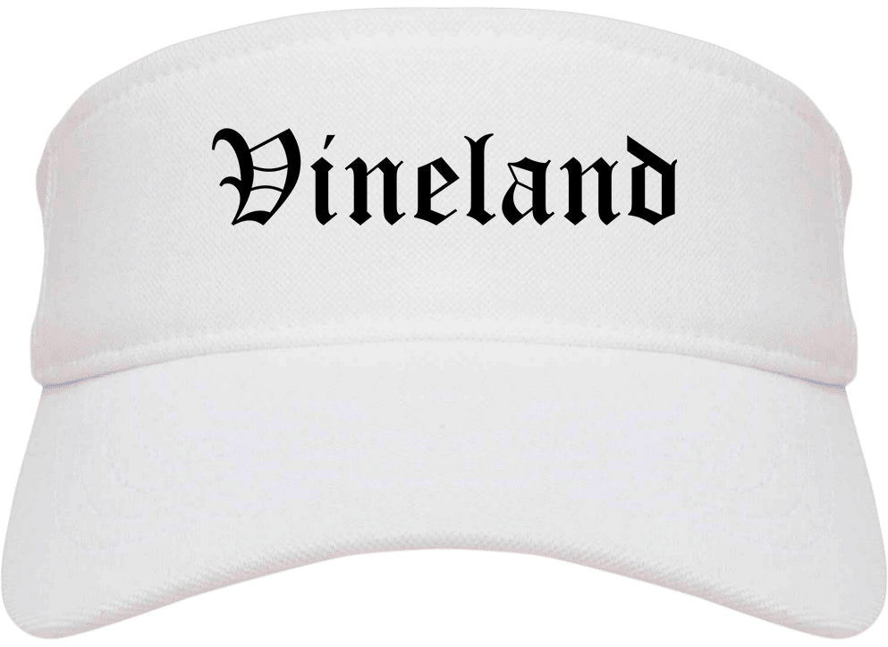 Vineland New Jersey NJ Old English Mens Visor Cap Hat White