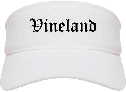 Vineland New Jersey NJ Old English Mens Visor Cap Hat White