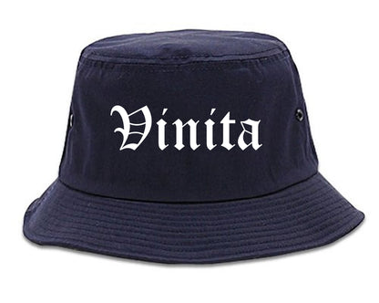 Vinita Oklahoma OK Old English Mens Bucket Hat Navy Blue