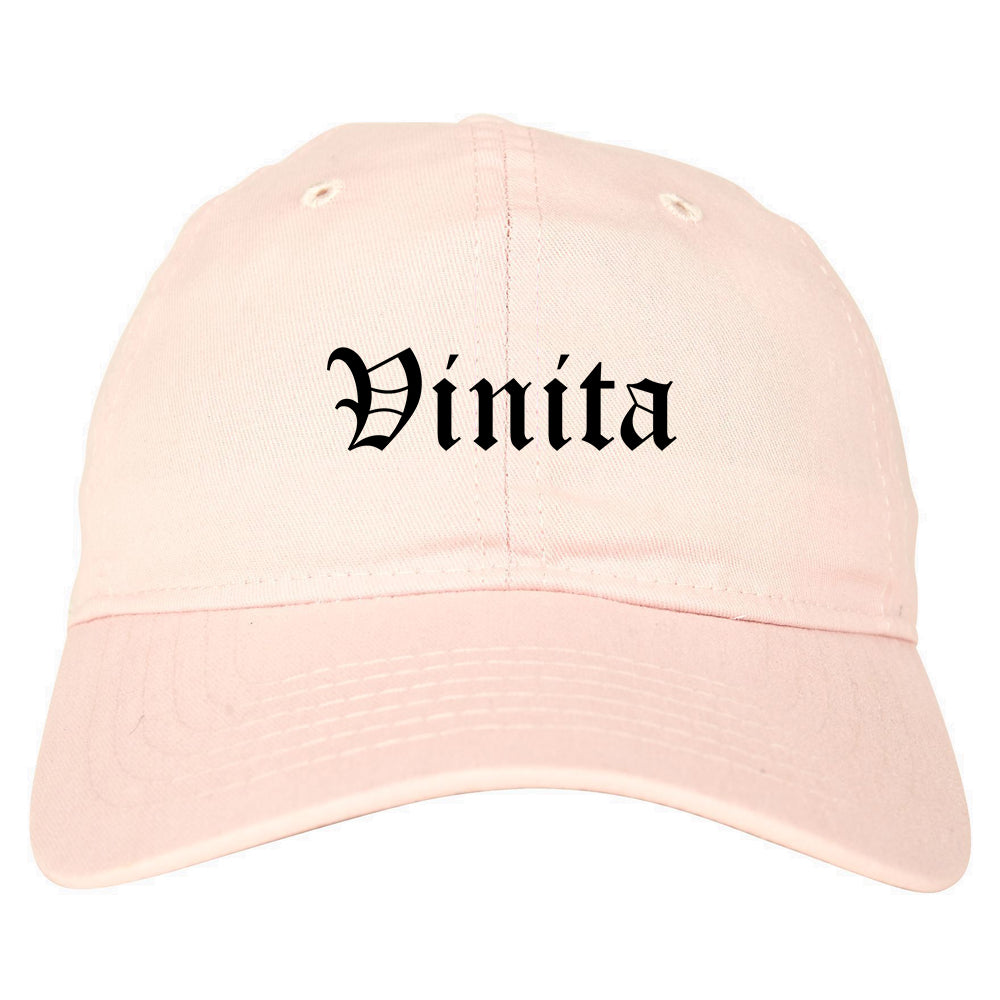 Vinita Oklahoma OK Old English Mens Dad Hat Baseball Cap Pink