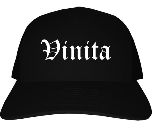 Vinita Oklahoma OK Old English Mens Trucker Hat Cap Black