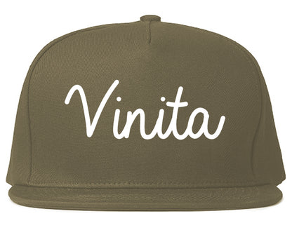 Vinita Oklahoma OK Script Mens Snapback Hat Grey