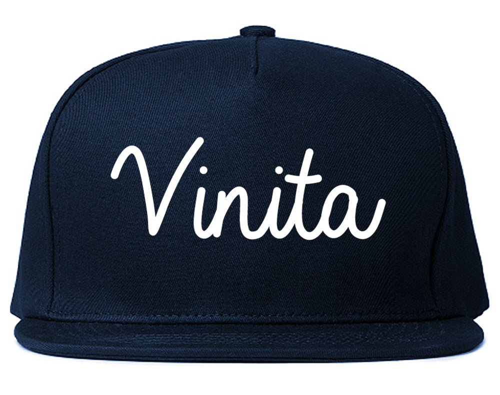 Vinita Oklahoma OK Script Mens Snapback Hat Navy Blue