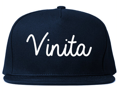 Vinita Oklahoma OK Script Mens Snapback Hat Navy Blue