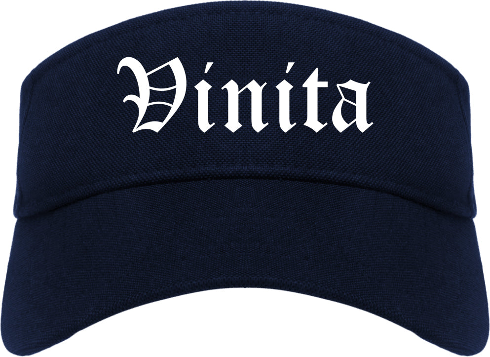 Vinita Oklahoma OK Old English Mens Visor Cap Hat Navy Blue
