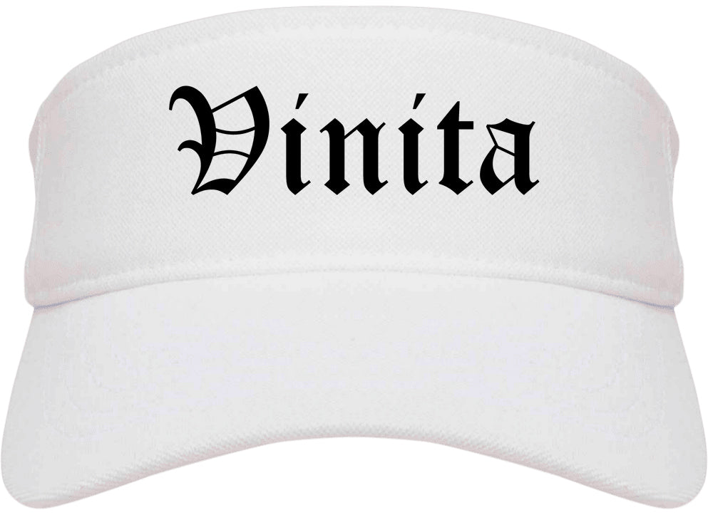 Vinita Oklahoma OK Old English Mens Visor Cap Hat White
