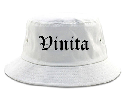 Vinita Oklahoma OK Old English Mens Bucket Hat White