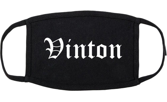 Vinton Iowa IA Old English Cotton Face Mask Black