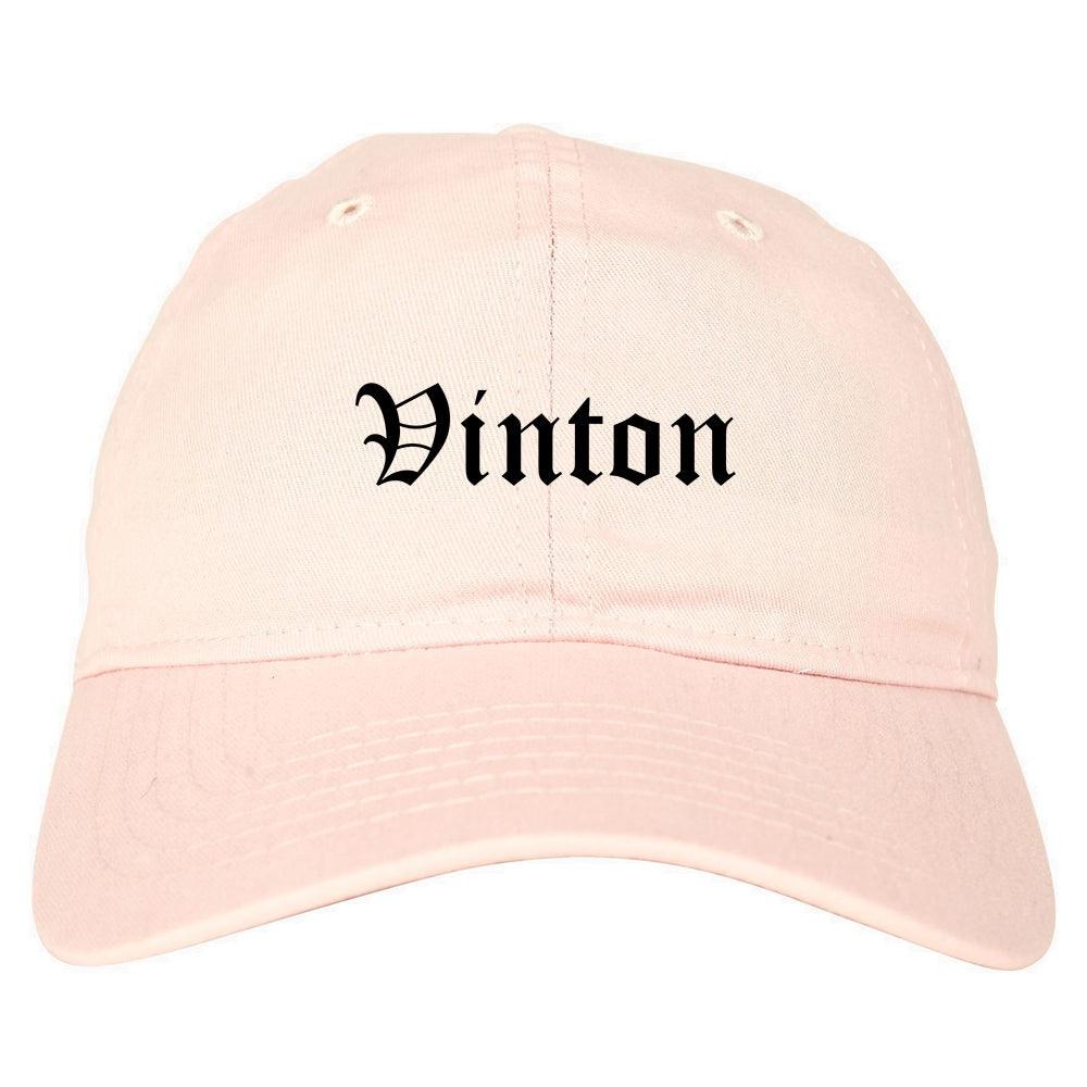 Vinton Iowa IA Old English Mens Dad Hat Baseball Cap Pink