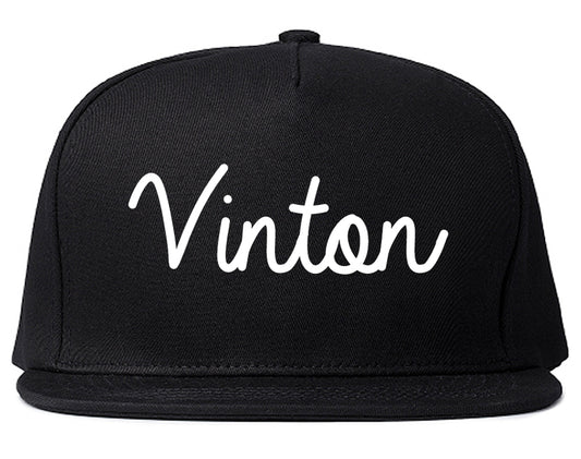 Vinton Iowa IA Script Mens Snapback Hat Black