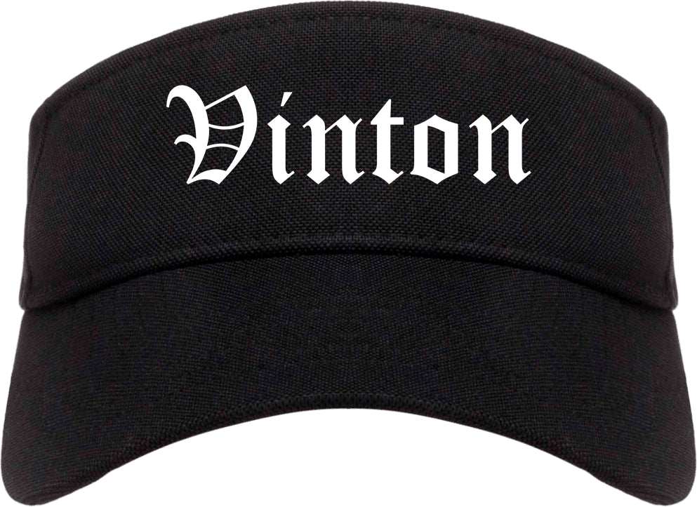 Vinton Iowa IA Old English Mens Visor Cap Hat Black
