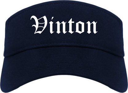 Vinton Iowa IA Old English Mens Visor Cap Hat Navy Blue