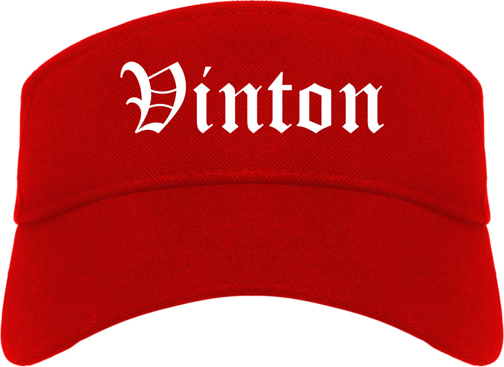 Vinton Iowa IA Old English Mens Visor Cap Hat Red