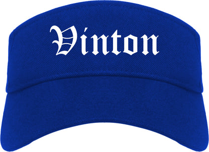 Vinton Iowa IA Old English Mens Visor Cap Hat Royal Blue